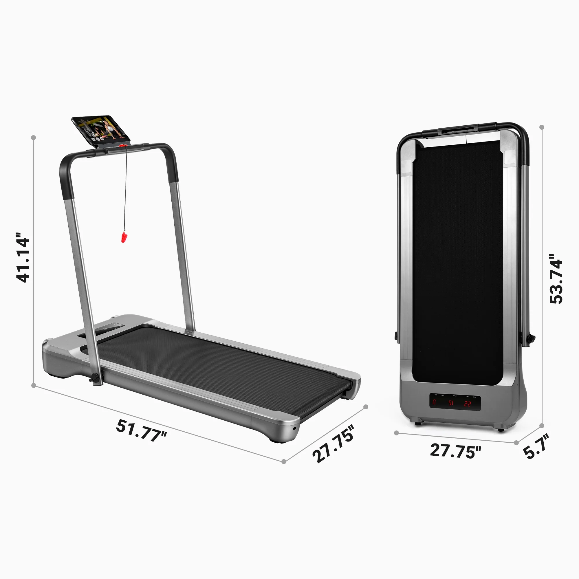 Foldable Treadmill, Dprodo 2-in-1 Walking Pad 3.0HP Under Desk Treadmill, Widened 18.1 inche Running Belt,Speeds 0.5-8Mph Exercise Treadmill 350 lbs Capacity with App Connection, Remote