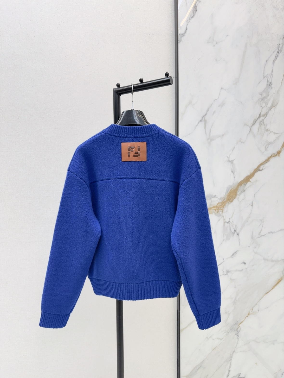 Oversized knit wool crew neck cardigan