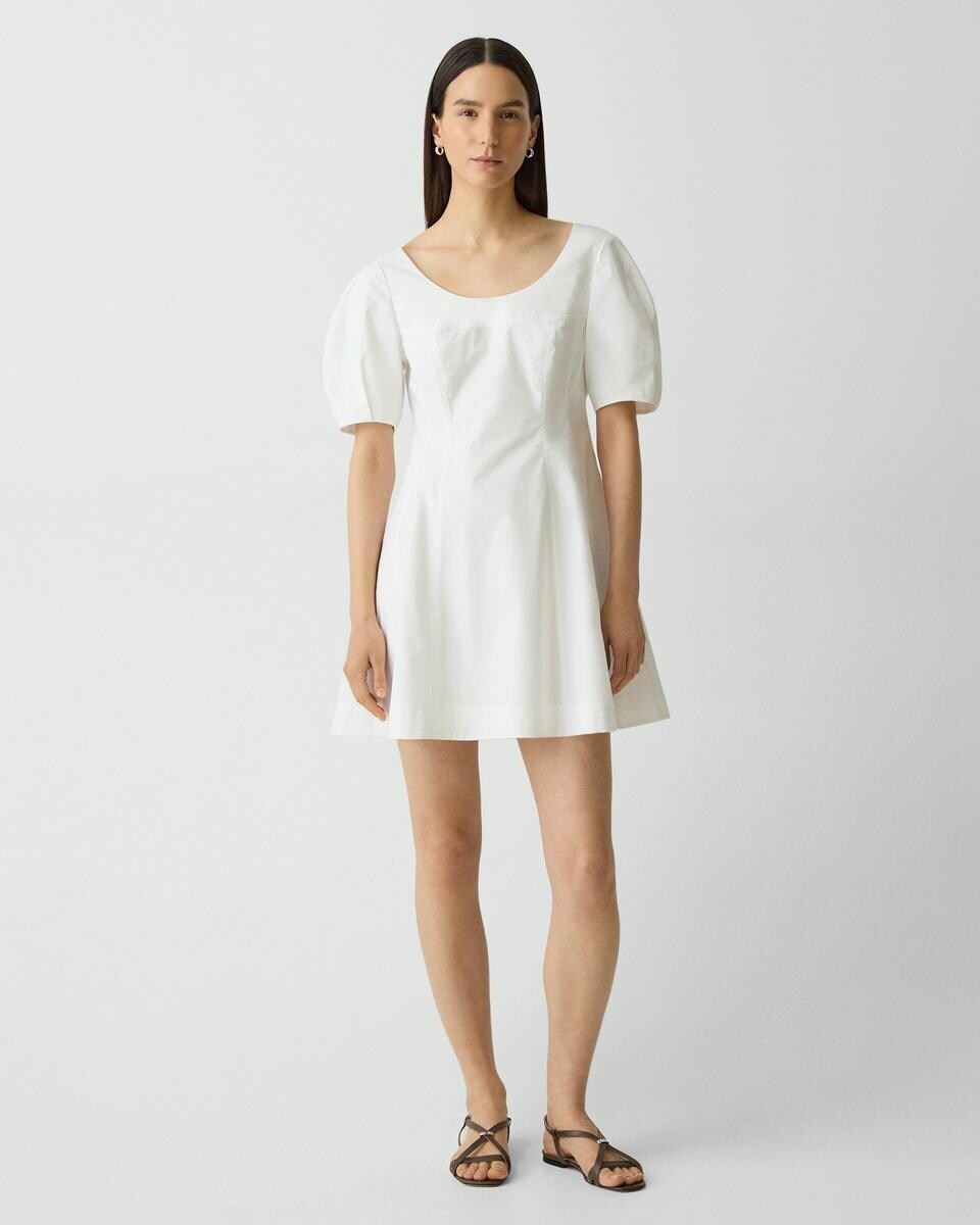 Puff Sleeve Mini Dress in City Poplin