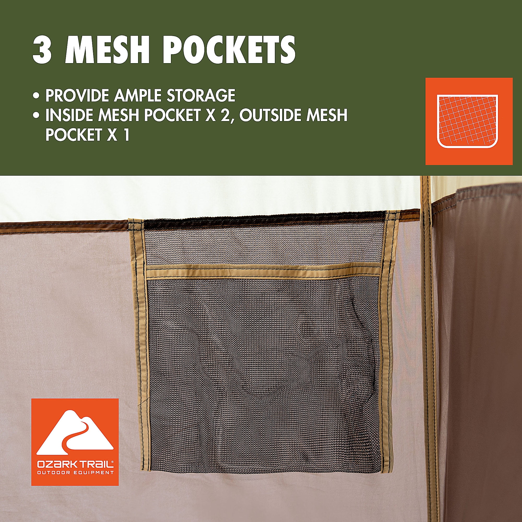 Ozark Trail 2-Room Shower & Utility Tent Combo Includes 5-Gallon Water Container, Easy Setup, Maximum Occupancy Is 2. Khaki Colour.