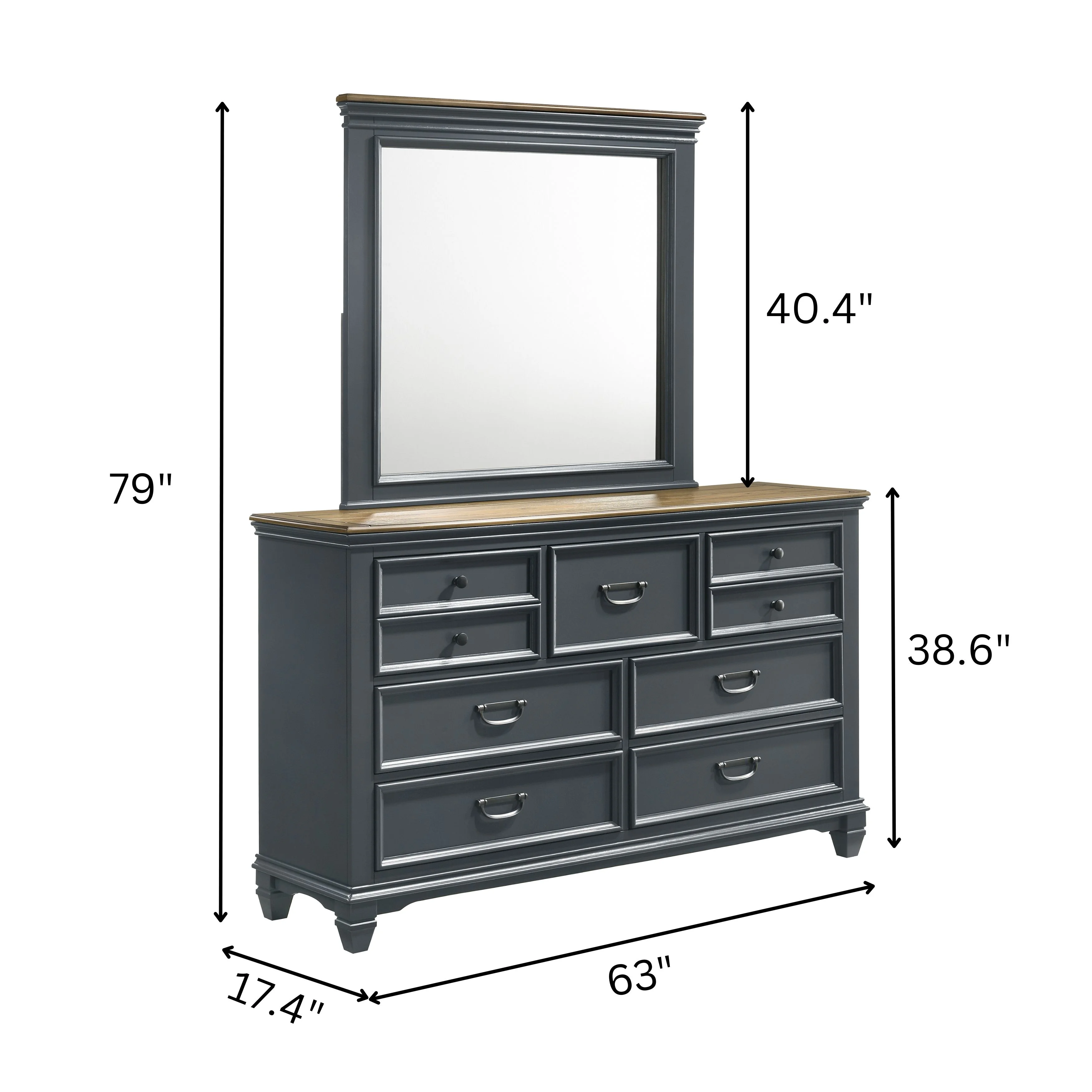 Roundhill Furniture Clelane Wood Bedroom Set Panel King Bed, Dresser, Mirror, and Nightstand