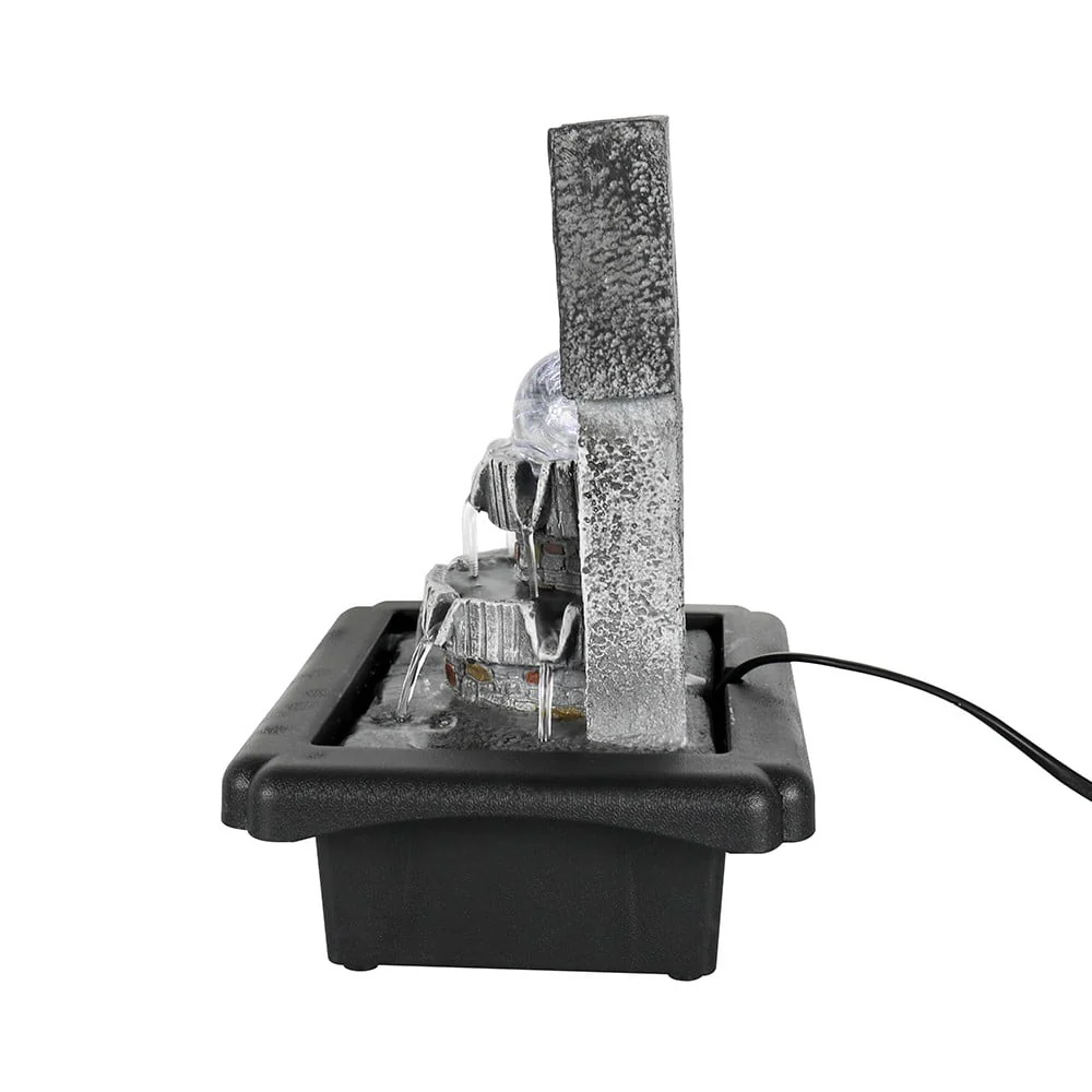 Watnature Tabletop Fountain with LED Light, Relaxation Desktop Fountain with Spinning Orb, Zen Meditation Indoor Waterfall Feature