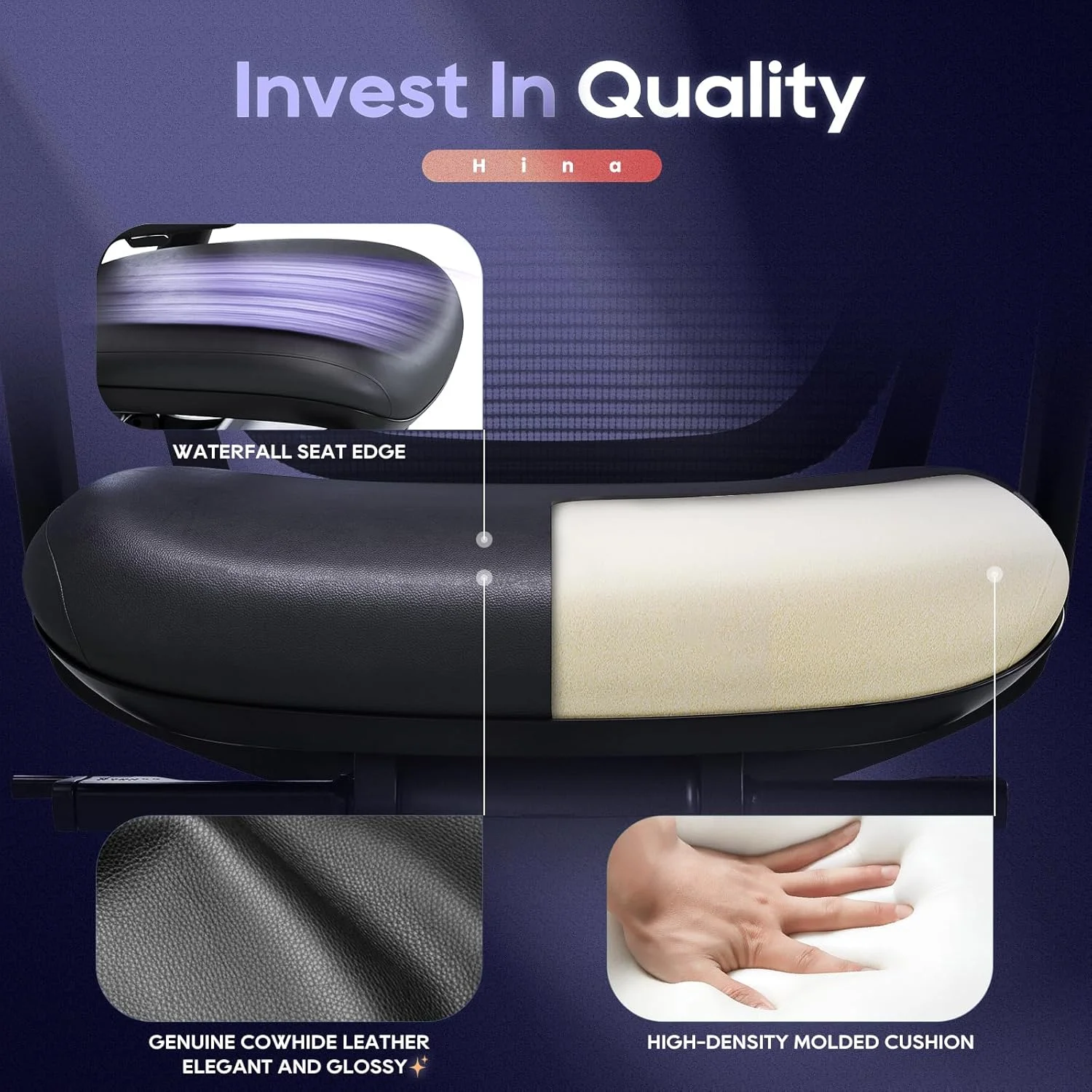Ergonomic Office Chair, High Back Mesh Desk Chair with Adjustable Lumbar Support, Reclining Backrest, 4D Armrests, Breathable Mesh, Comfortable Computer Chair for Home Office, Work,Study