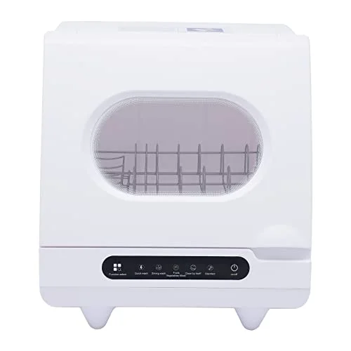 White Desktop Dishwasher, 1200W Compact Automatic Dishwasher, 5 Washing Programs Display 360�� Spray Arm, 72 �� C Hot Water Rotary Cleaning, Suitable for Apartment/Office/Kitchen/RV