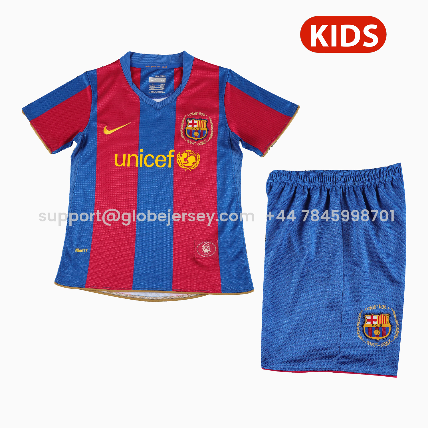 Retro Barcelona 2007-08 Home Kids Kit