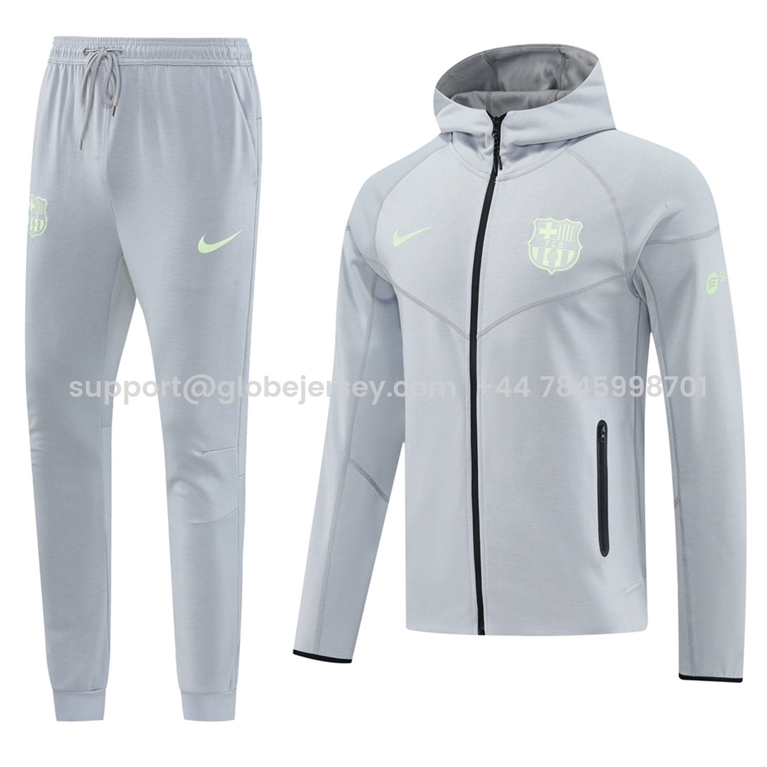 Barcelona 25-26 Hooded Jacket Training Tracksuit - Grey Jackets & Pants