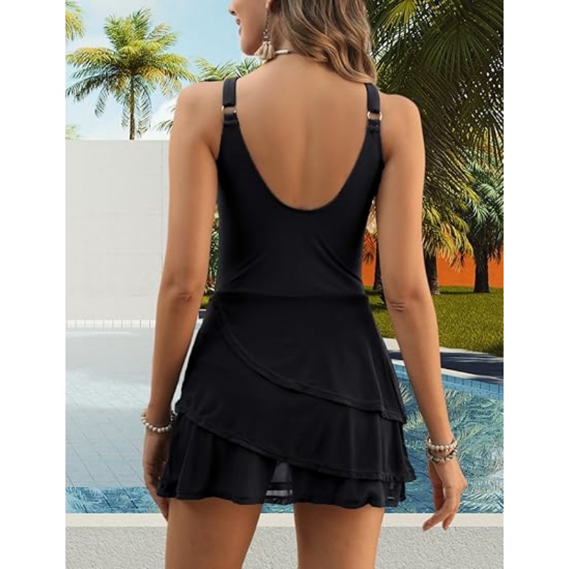 Women's One Piece Swim Dress Swimsuit