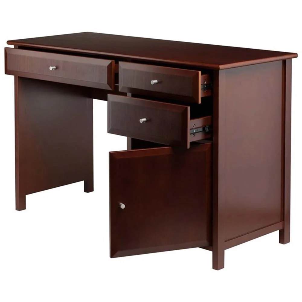 Pemberly Row Transitional Composite Wood Office Writing Desk in Black