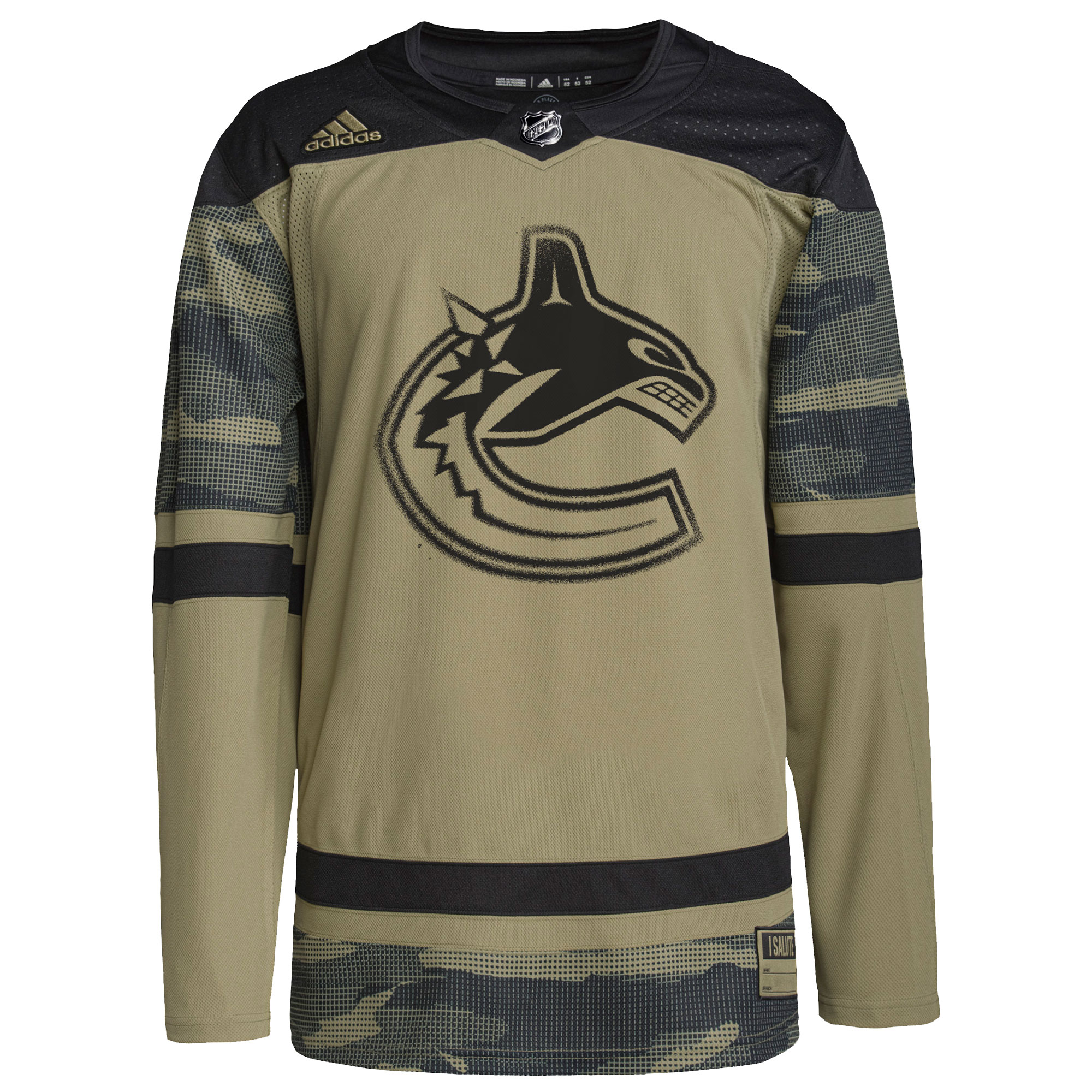 Vancouver Canucks  Logo Military Appreciation Team  Custom Practice Jersey – Camo