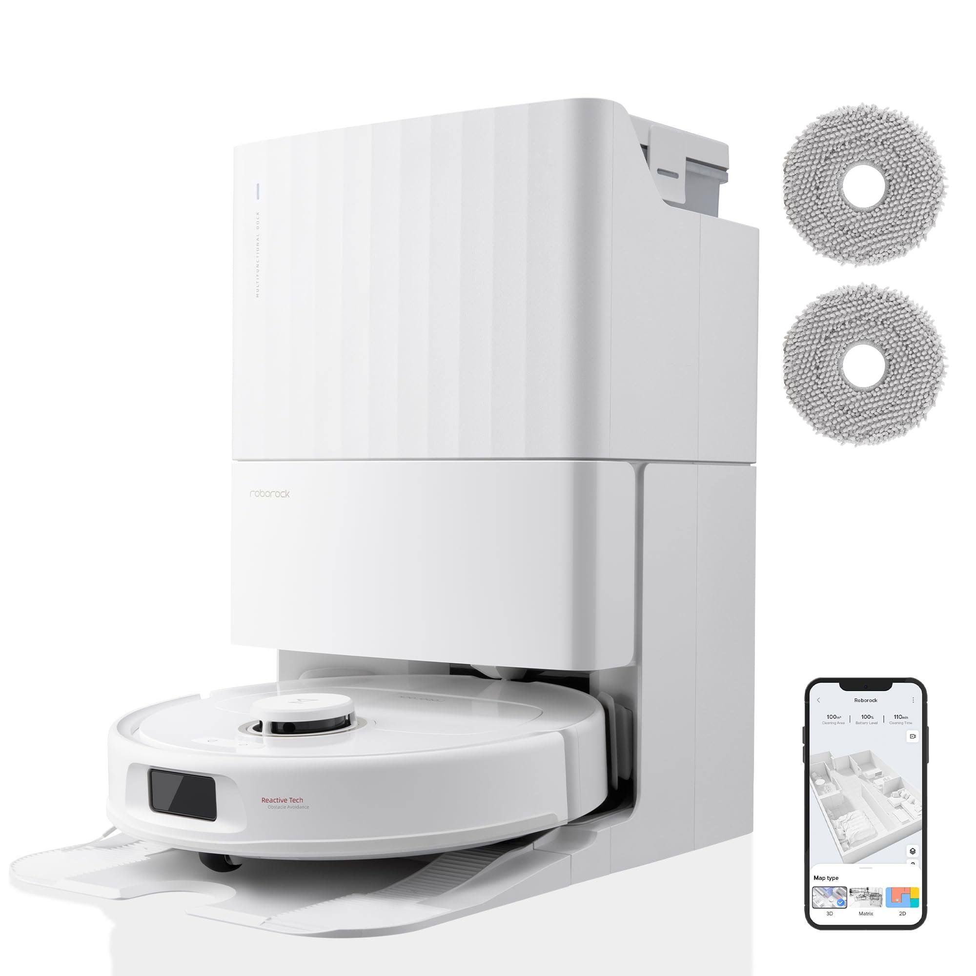 roborock Qrevo Pro Set Robot Aspirapolvere e Lavapavimenti, Retrattile Mop Autopulente con Acqua Calda, Aspirazione 7000 Pa, Doppio Panno Rotante,