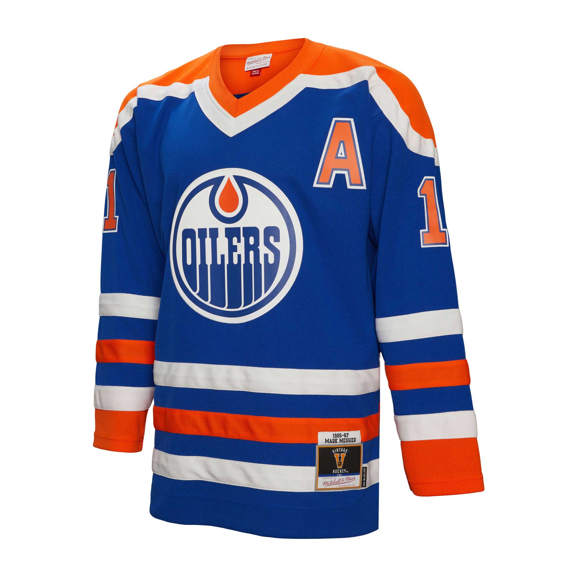 Mark Messier Edmonton Oilers Mitchell & Ness Alternate Captain Patch 1986/87 Blue Line   Jersey – Royal