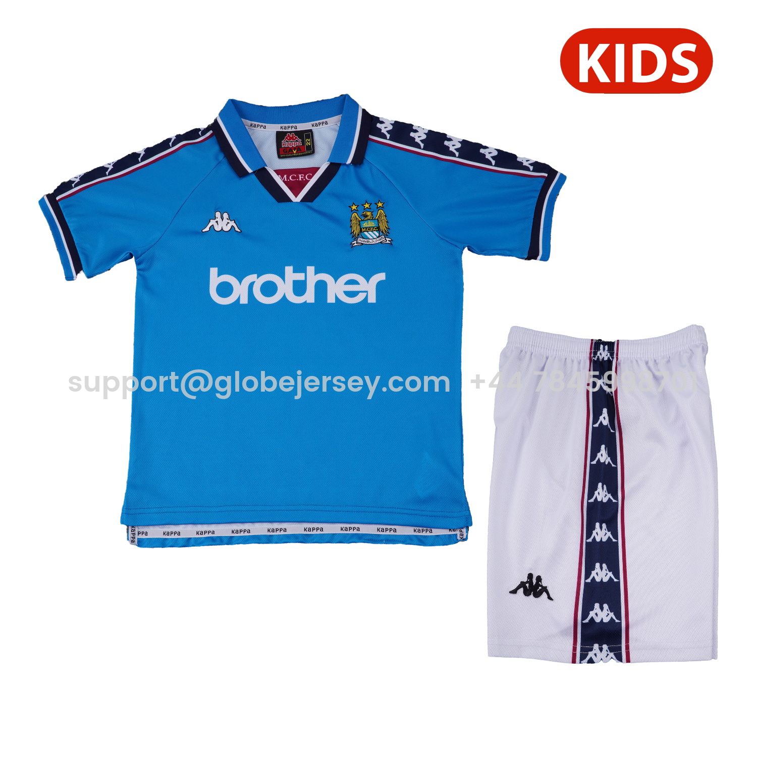 Retro Manchester City 1997-98 Home Kids Kit