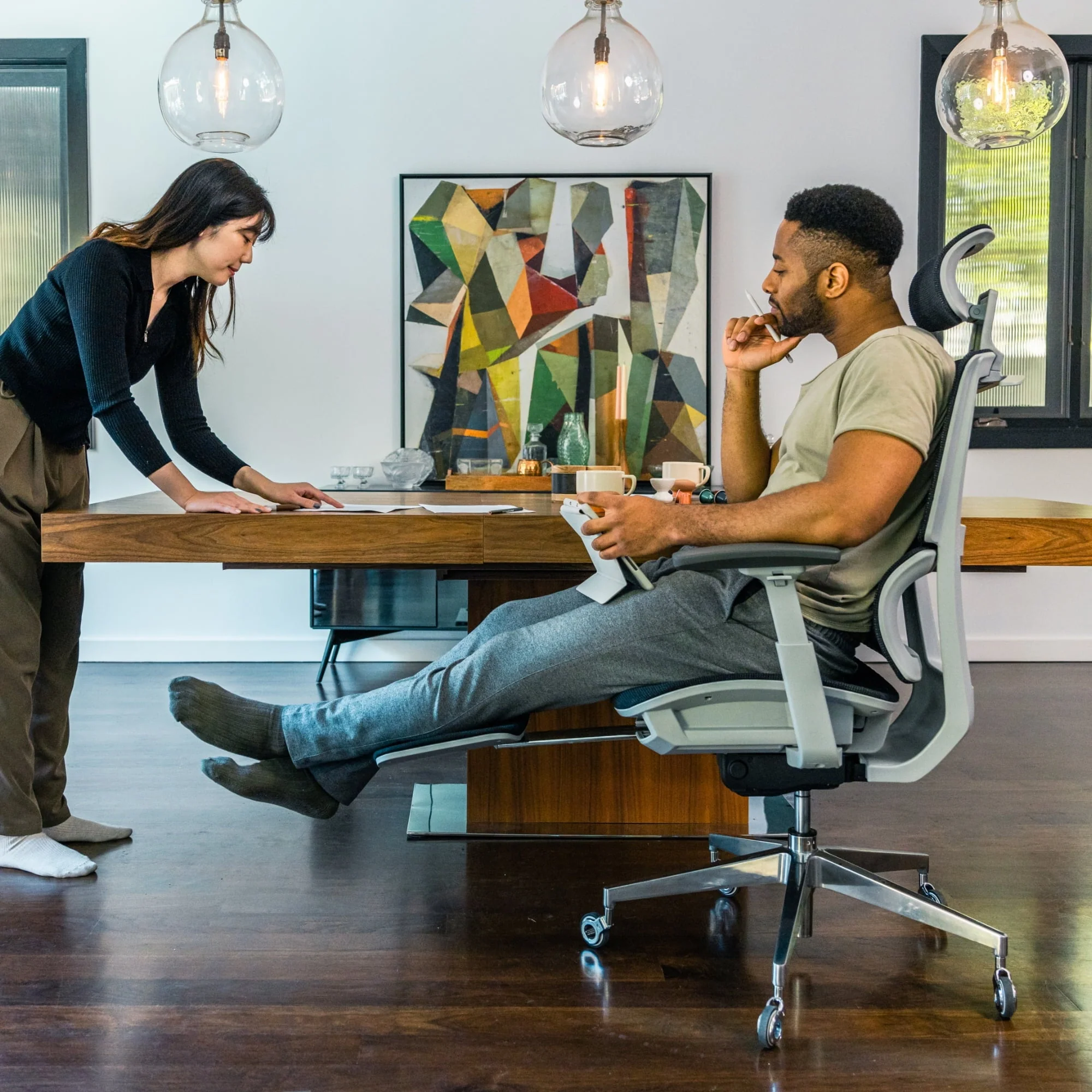 NOUHAUS Rewind Ergonomic Office Chair. Footrest Desk Chairs for Computer