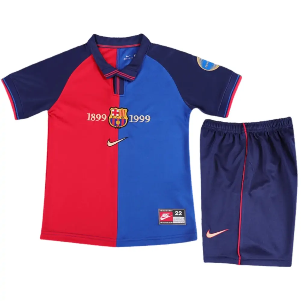 1899-1999 Barcelona Centennial Retro Children's Jersey Set - Fans Edition