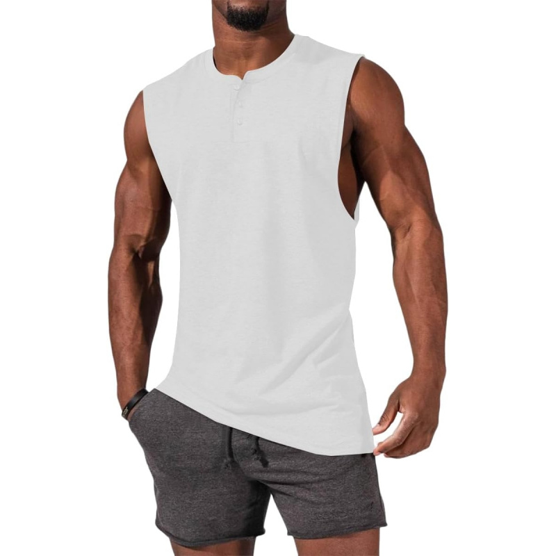 Men's Sleeveless Tank Tops Crewneck Solid Loose Fit Shirt