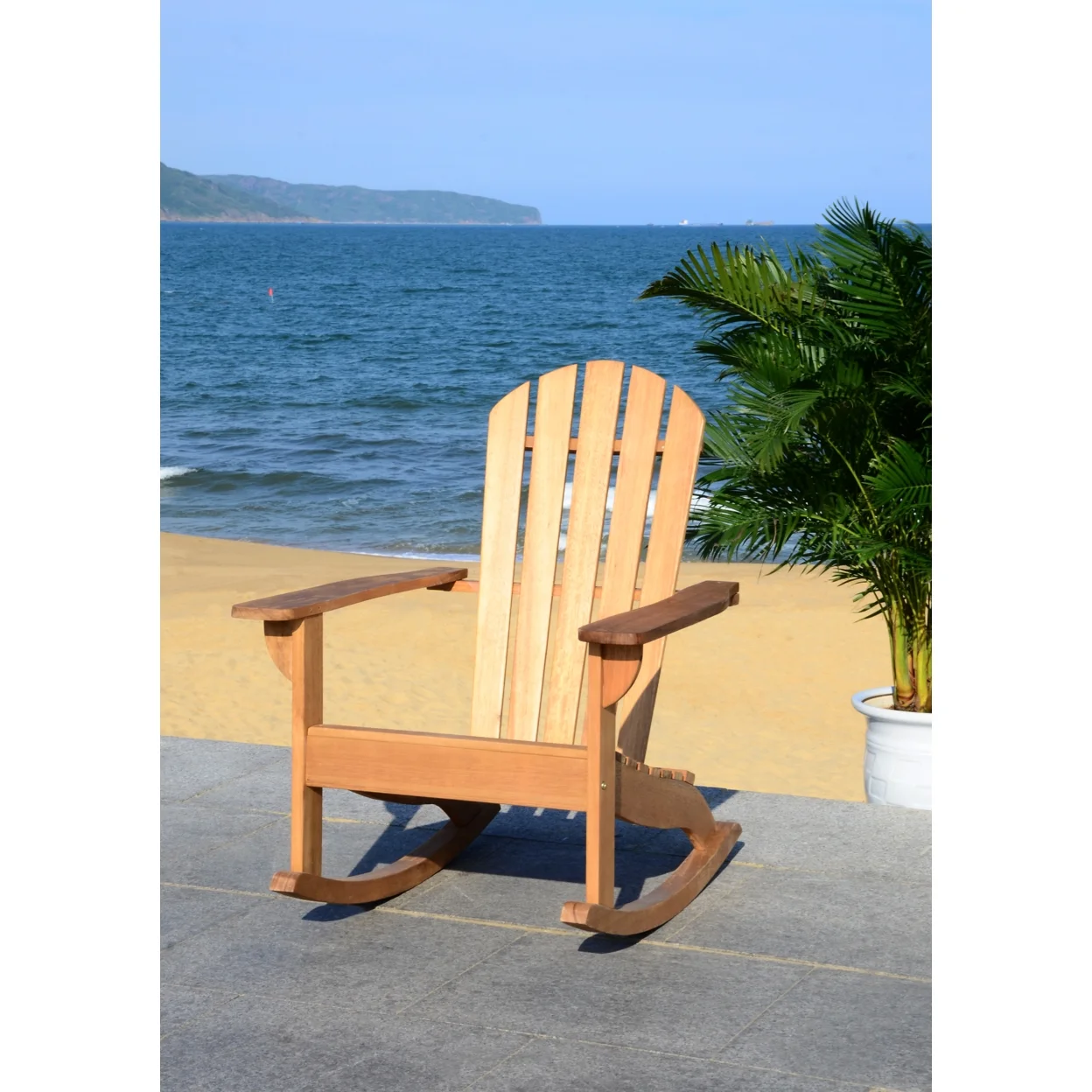 Safavieh Brizio Outdoor Adirondack Slat Back Rocking Chair - Natural