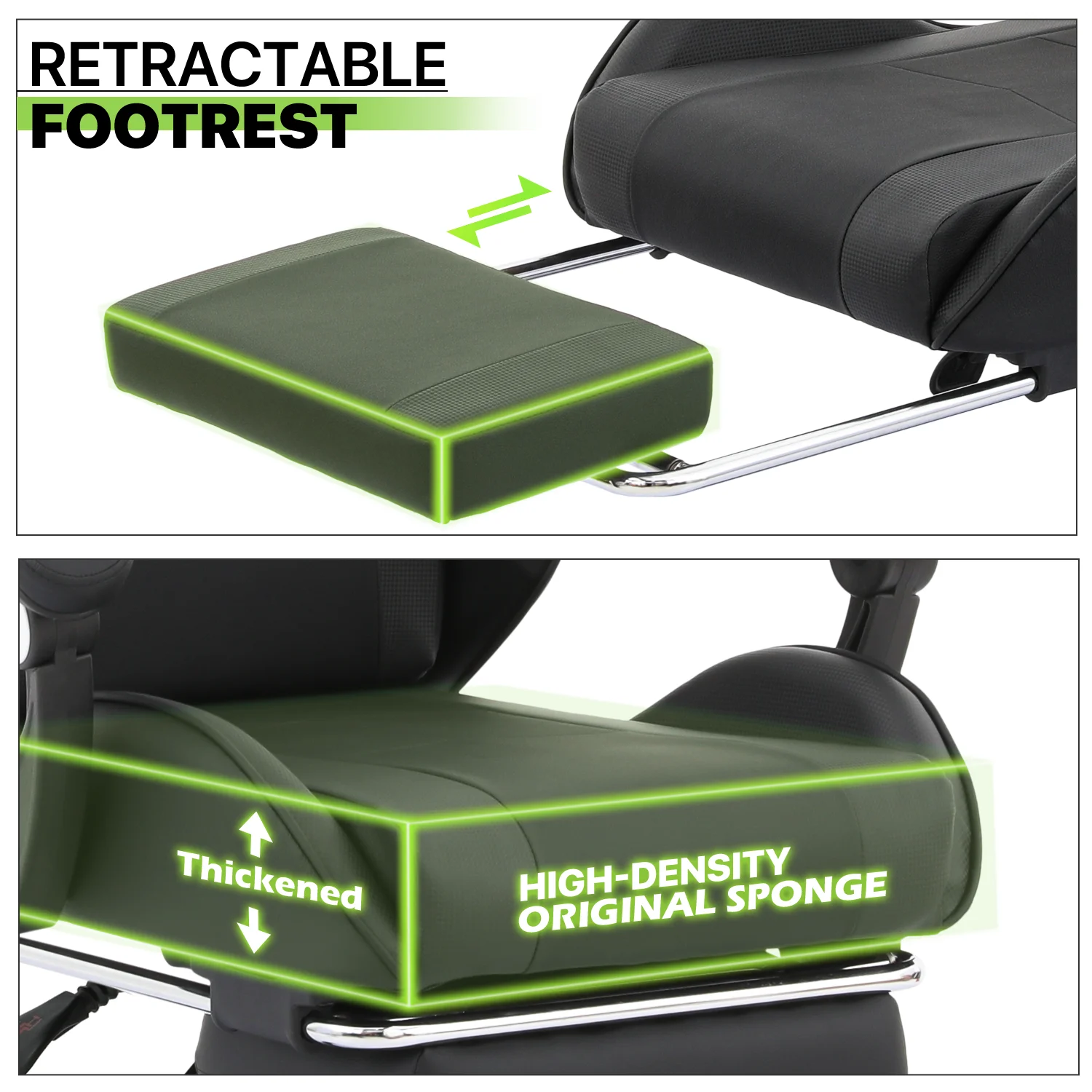 Magshion Adjustable Gaming Chair, Ergonomic PC Computer Seat with Headrest and Lumbar Support for Adults Teens Desk Chair, Black