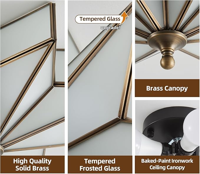 MELLOWWLITE Star Brass Glass Ceiling Light