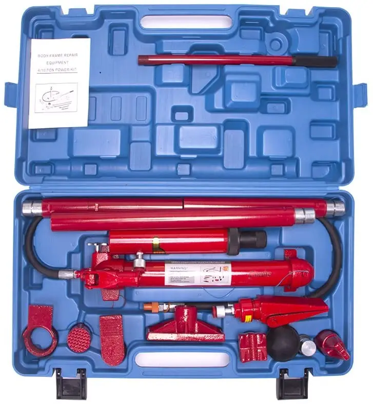 10-Ton Hydraulic Porta Power Jack Kit with Ram. Pump. and Frame Repair Tools