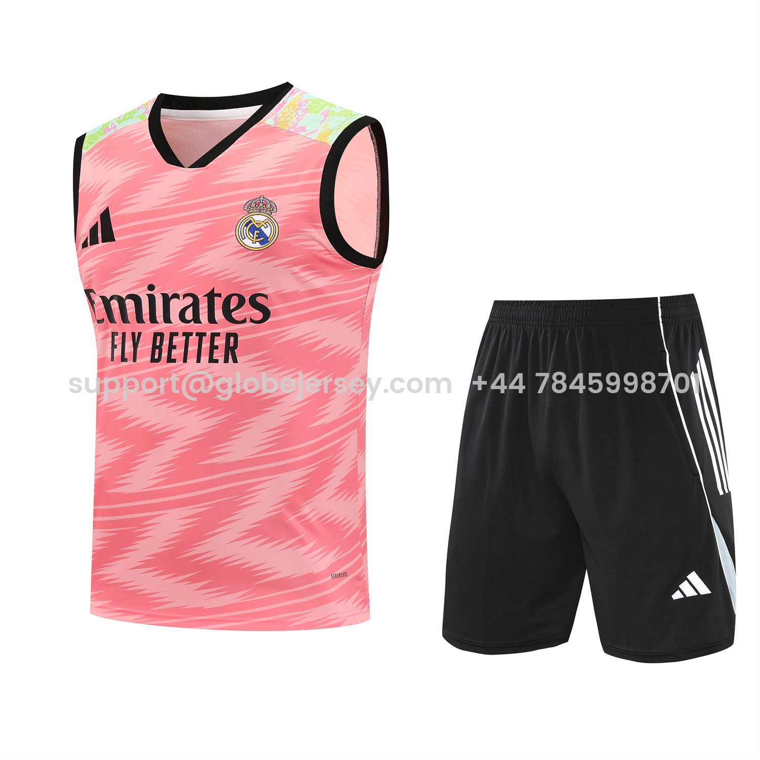 Real Madrid 25-26 Vest Training Set - Pink Arrow Pattern Vest & Black Shorts