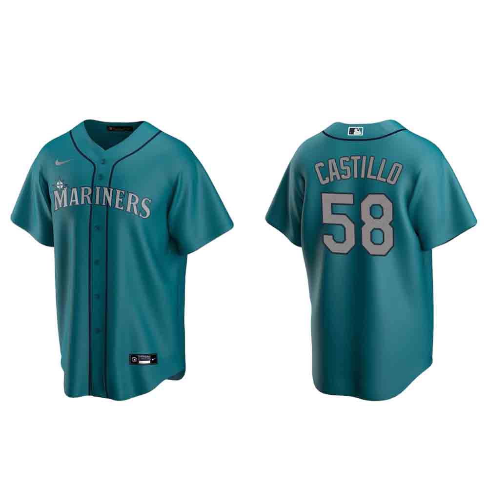 Men's Seattle Mariners Luis Castillo Cool Base Replica Alternate Jersey - Aqua
