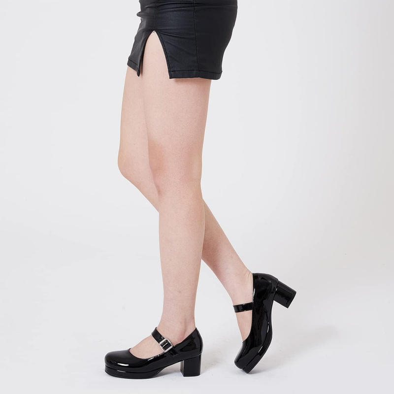 Women's Low Chunky Heel Mary Jane Pumps