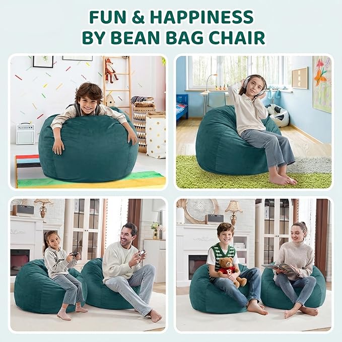 BUBBLEBEAN 2FT Bean Bag Chair, Comfy Bean Bag Chairs with Memory Foam Filled