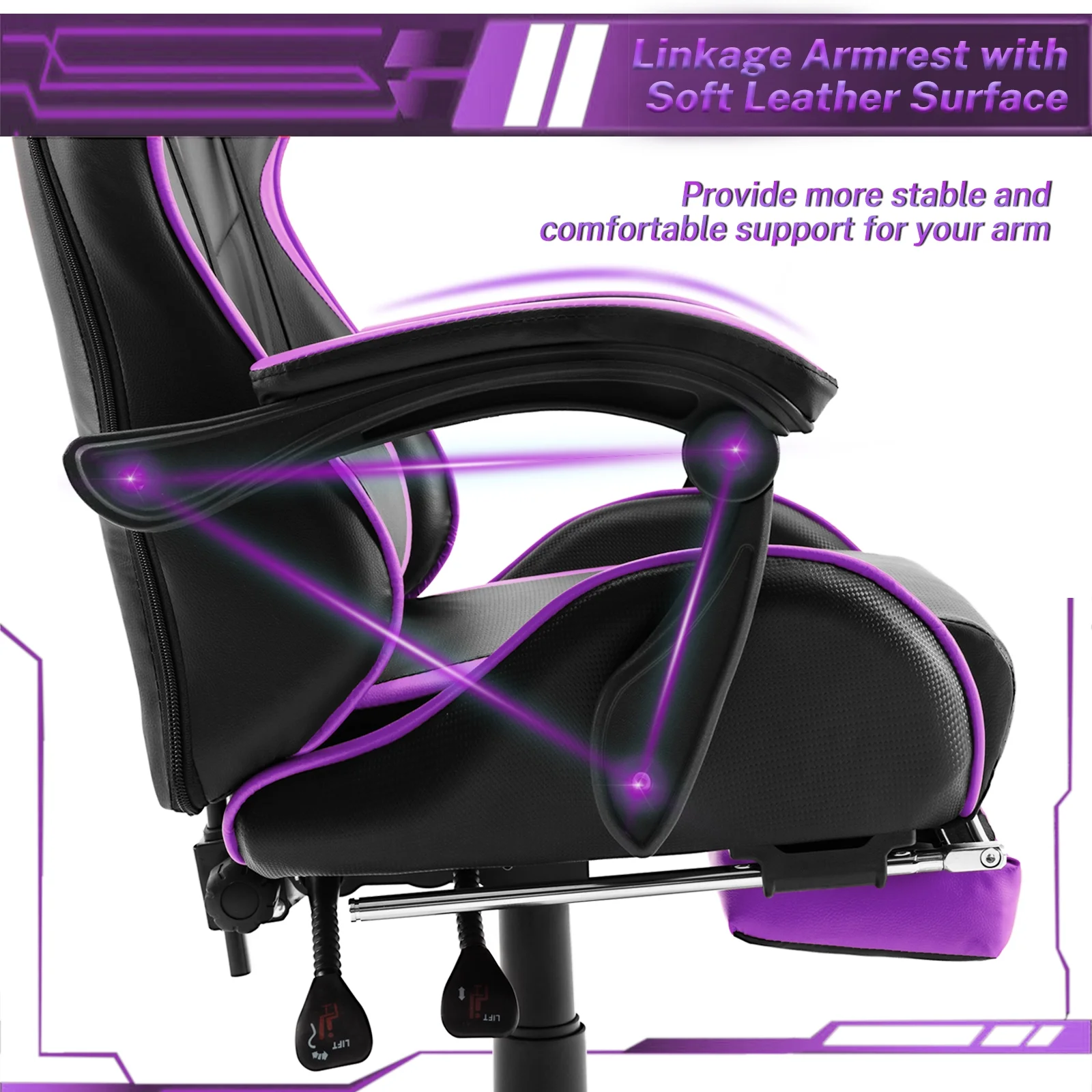 SOONTRANS Green Gaming Chair with Footrest, High Back Gamer Chair with Massage Lumbar Pillow, Gamer Computer Desk Chair (Green)