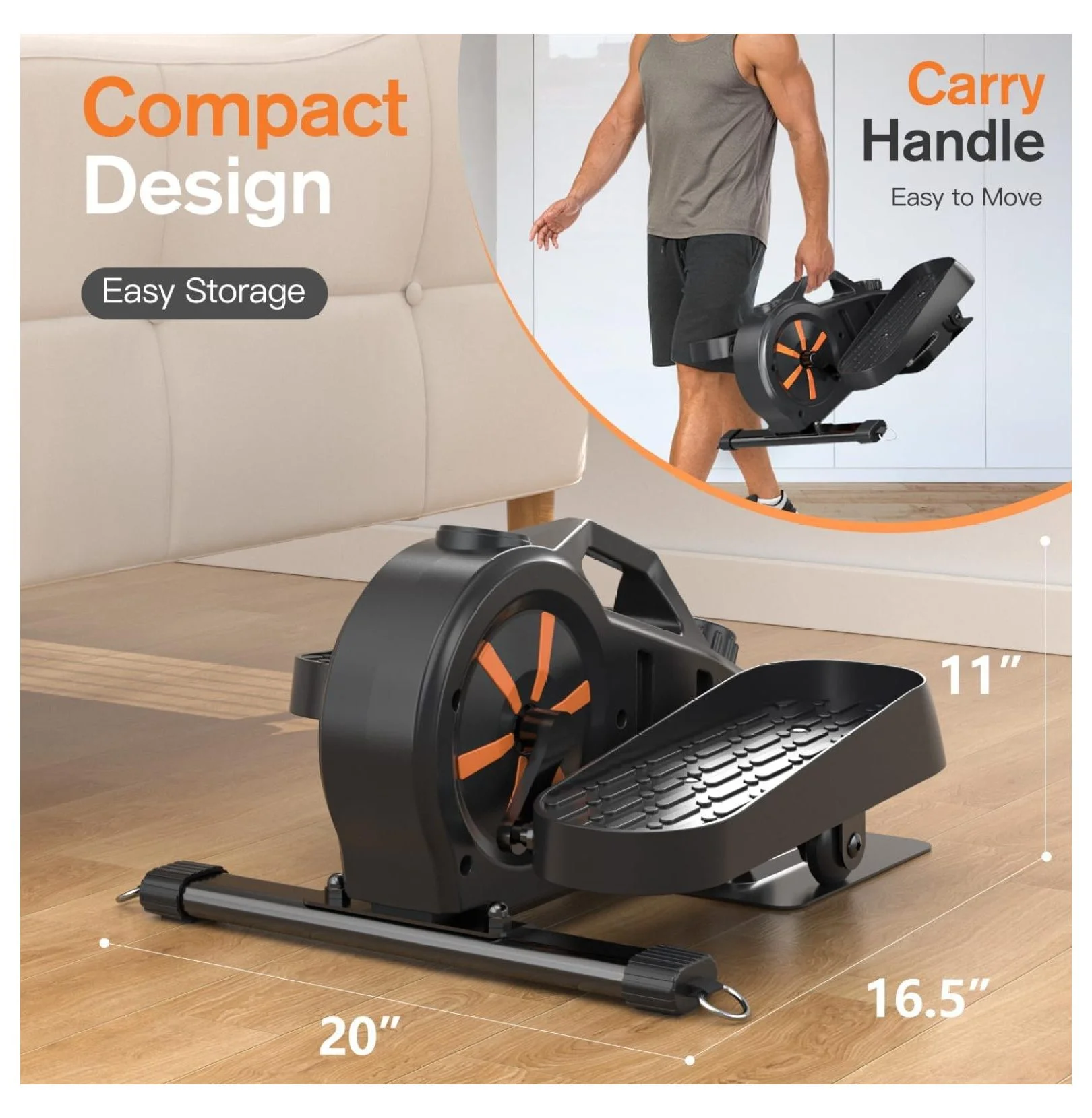 Under Desk Elliptical Exercise Machine Ellipse Leg Exerciser for Home Portable & Quiet Foot Pedal Exerciser Max Load 300LBS