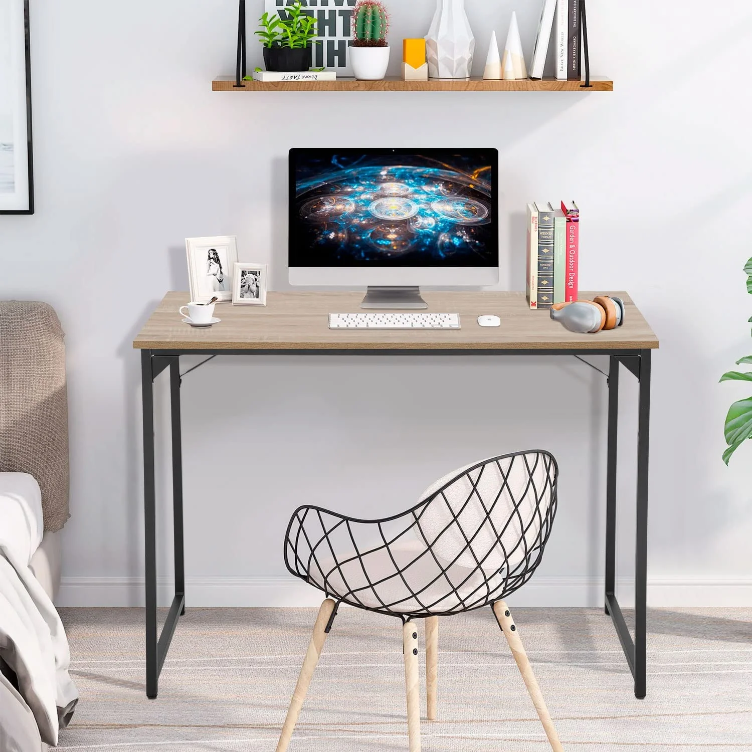 32/39/47 inch Computer Desk Study Writing Table, Adjustable feet, Modern Furniture for Home Office (1, Brown, 32 inch)