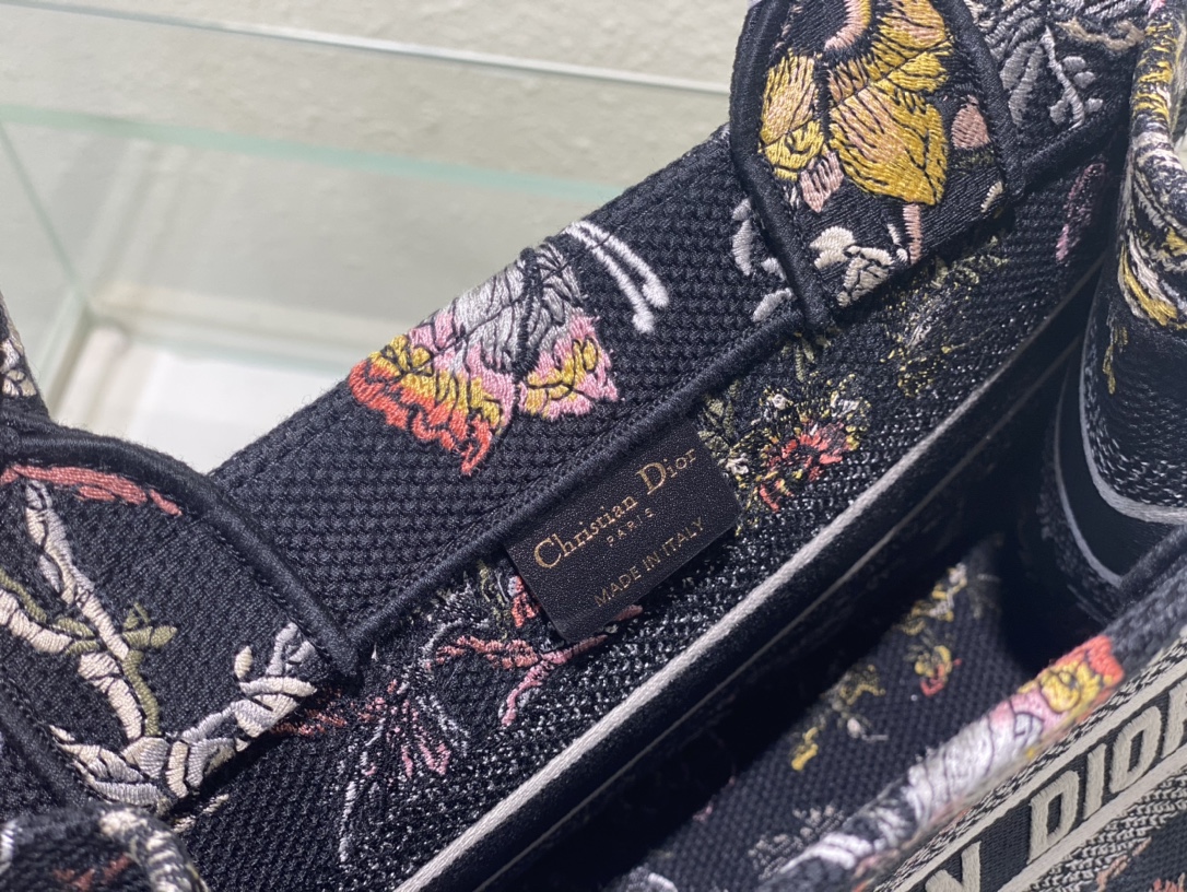 Dior Book Tote Small Black Multicolor Dior Jardin Botanique Embroidery