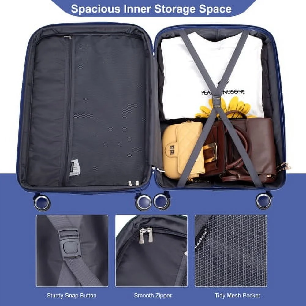 3 Piece Luggage Set Expandable Suitcases Set with Spinner Wheels & TSA Locks, Black