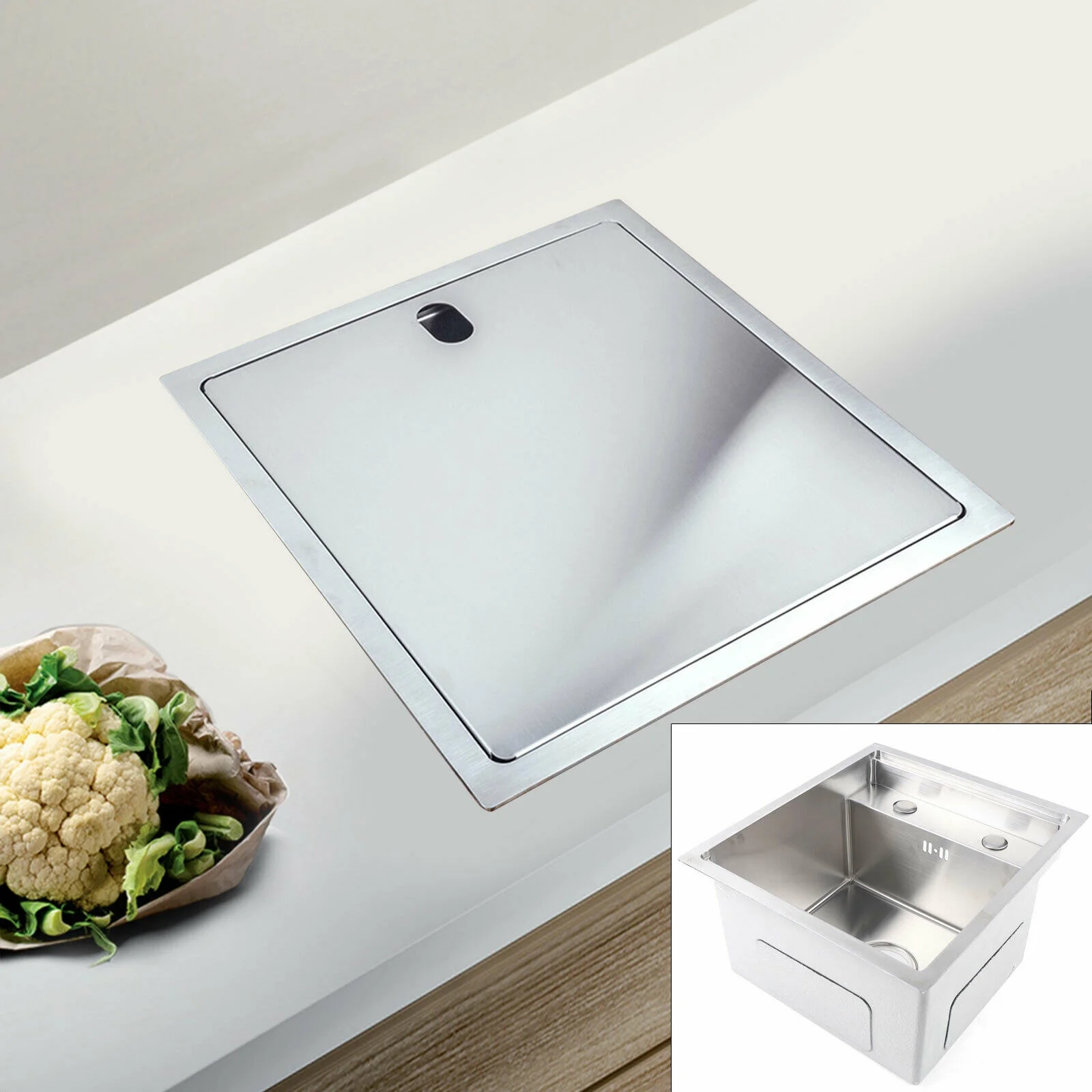 Hidden Kitchen Sink Stainless Small Size Single Bowl Bar Sink with Folding Faucet