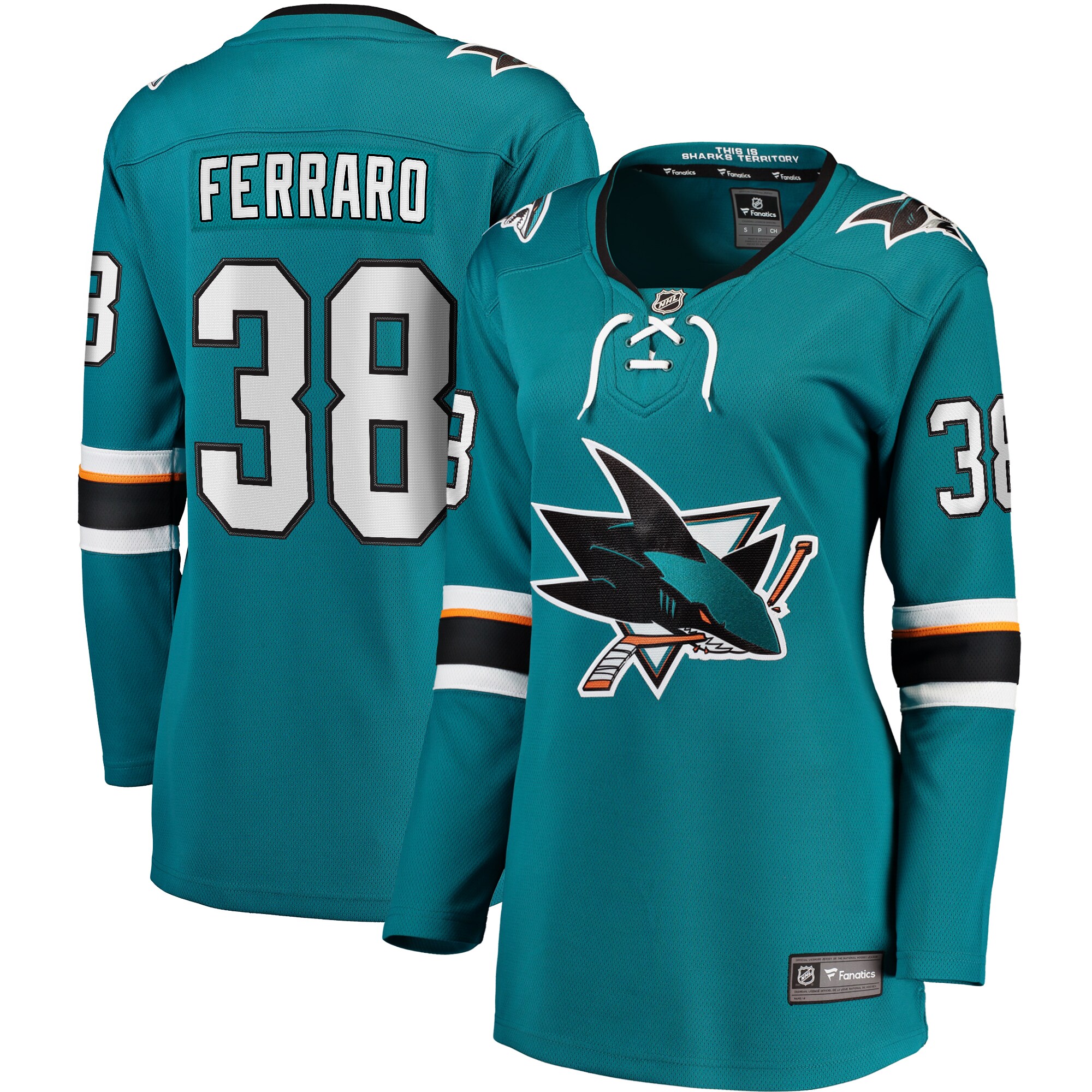 Mario Ferraro San Jose Sharks Fanatics Women’s Home Breakaway   Jersey – Teal