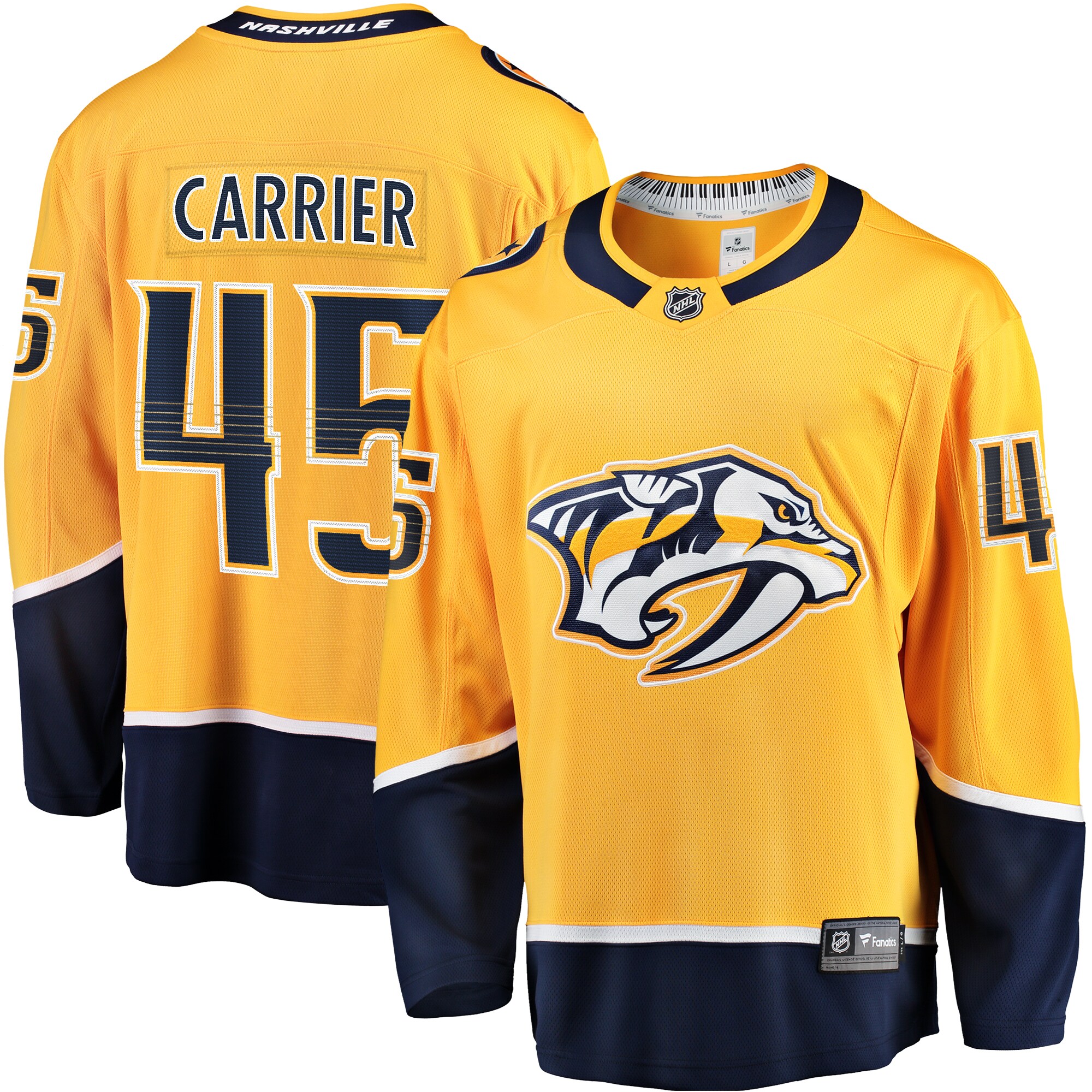 Alexandre Carrier Nashville Predators Fanatics  Premier Breakaway   Jersey – Gold