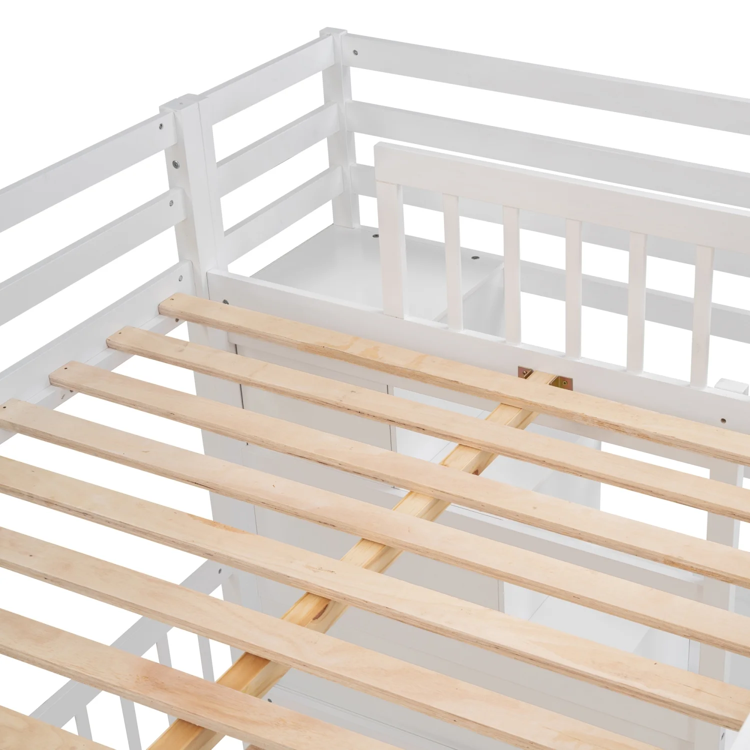 Harper & Bright Designs Full Over Twin Bunk Bed with Desk, Drawers and Shelves, L-Shaped Bunkbeds with Storage Staircase for Adults Bedroom, White