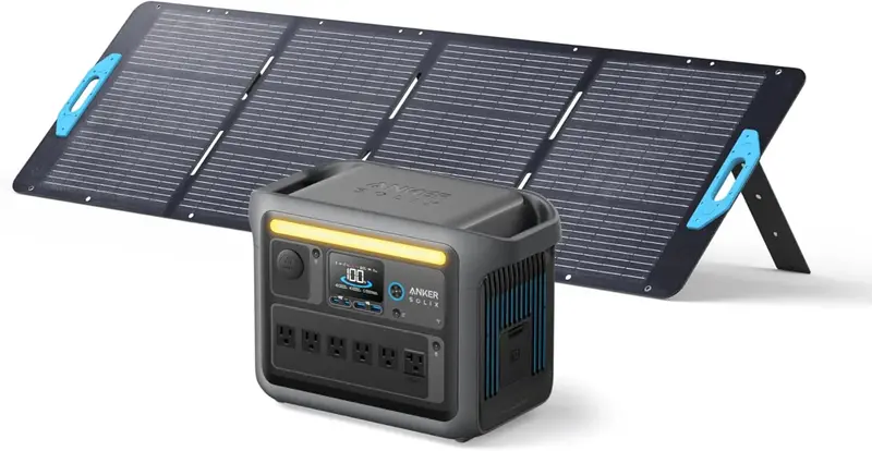 1800W (2400W Peak) Portable Solar Generator – 1056Wh LiFePO4 Battery. 58-Min Fast Charge