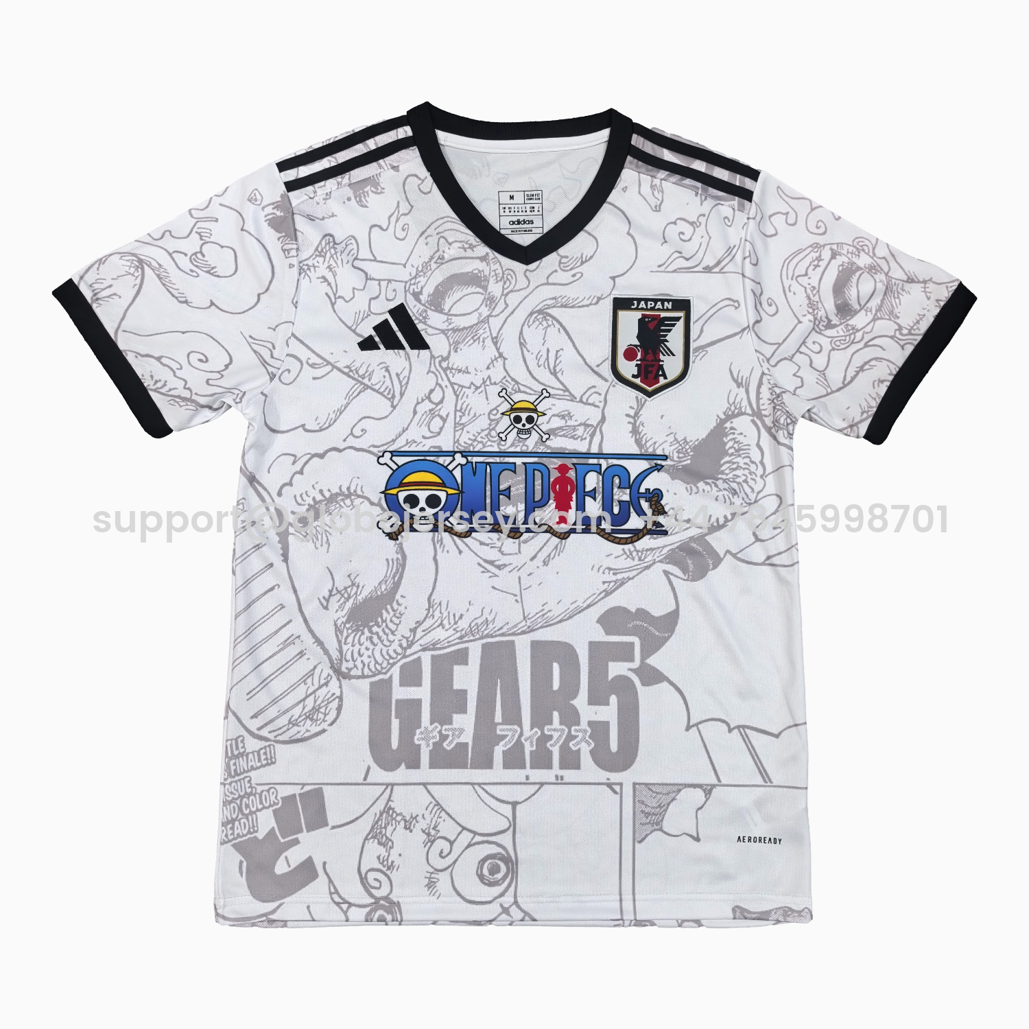 Japan 25-26 One Piece Gear 5 White Jersey - Fans Version