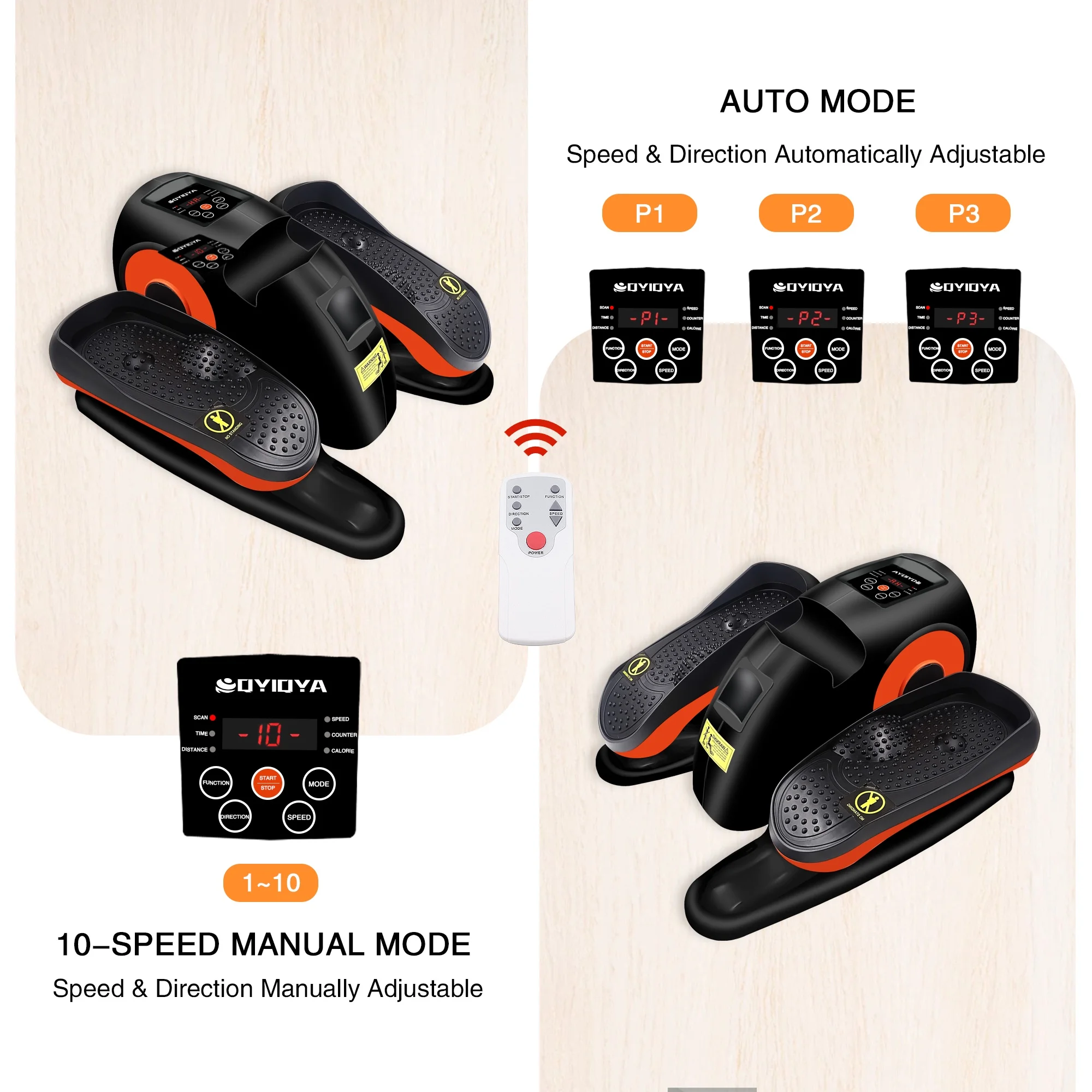 Under Desk Elliptical, 10 Adjustable Speeds Ellipse Leg Exerciser While Sitting for Seniors & Adults, Fully Assembled Leg Exercise Pro Compact Pedal Ellipse with Remote Control