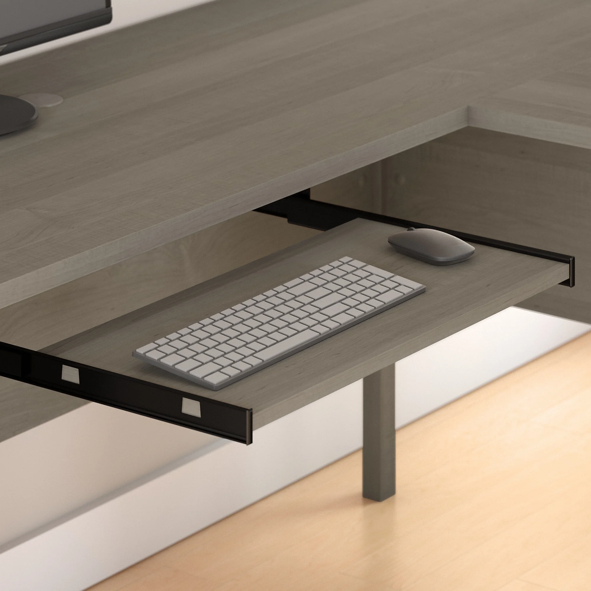 Bush Furniture Somerset 60 in L Desk and Chair Set with CPU Storage, Box Drawer and File Drawer in Ash Gray
