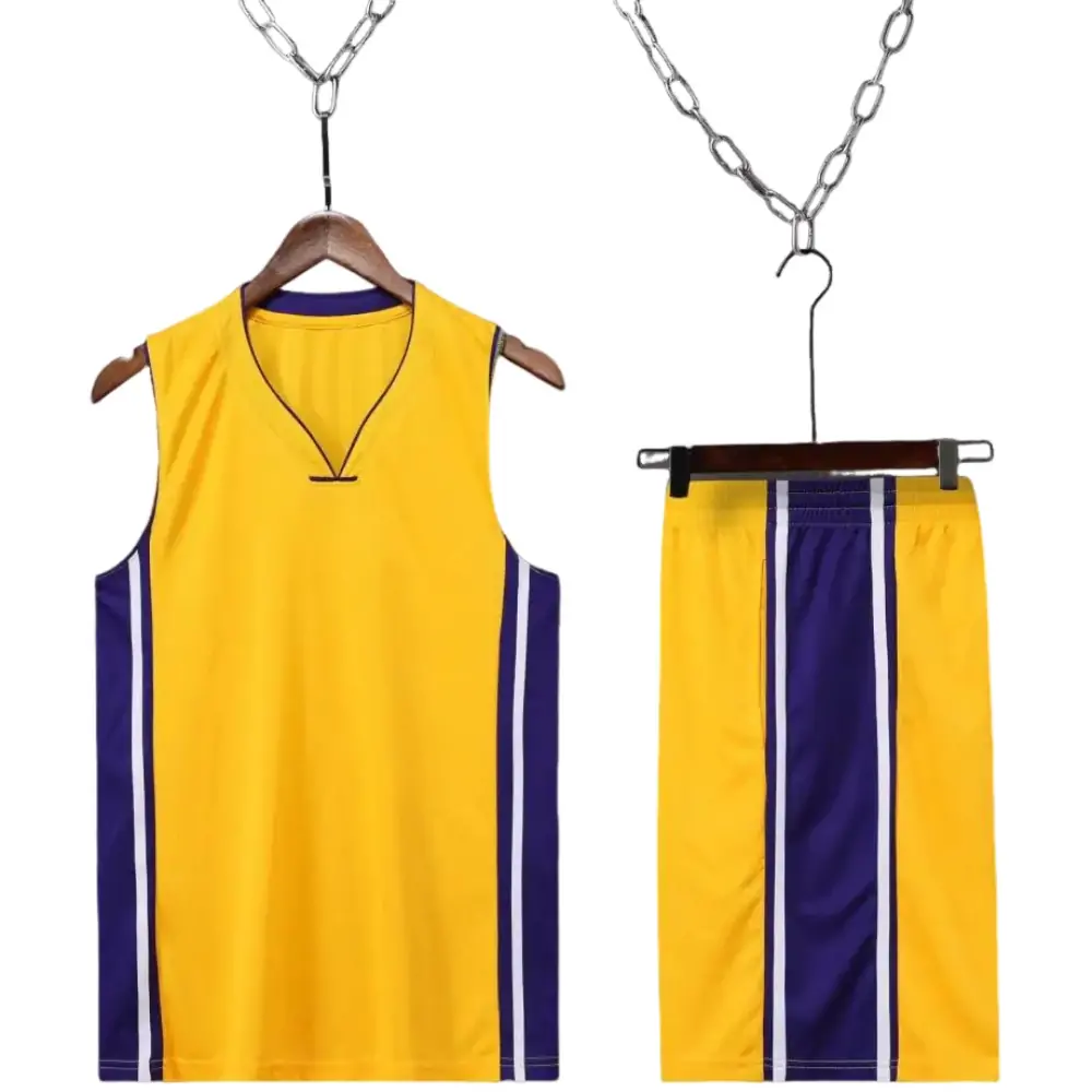 Lakers classic V-neck basketball jersey yellow suit（Customizable name and number）