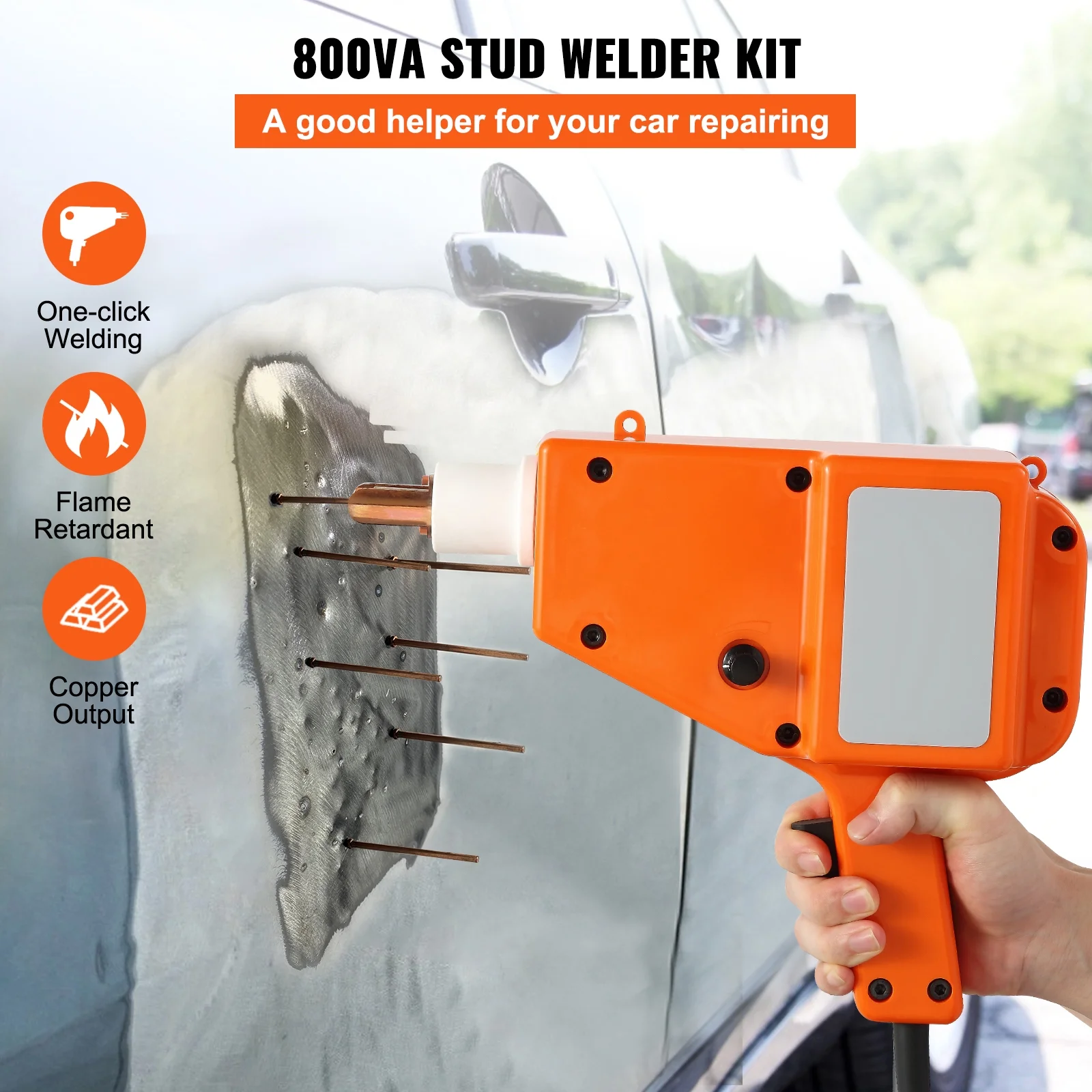 KFFKFF Stud Welding Set, 5500 Dent Fixing Kit, 800VA Spot Welding Tool, 110V Stud Welding Equipment, Stud Gun for Pulling Dents with Full Accessory Set, Auto Body Restoration