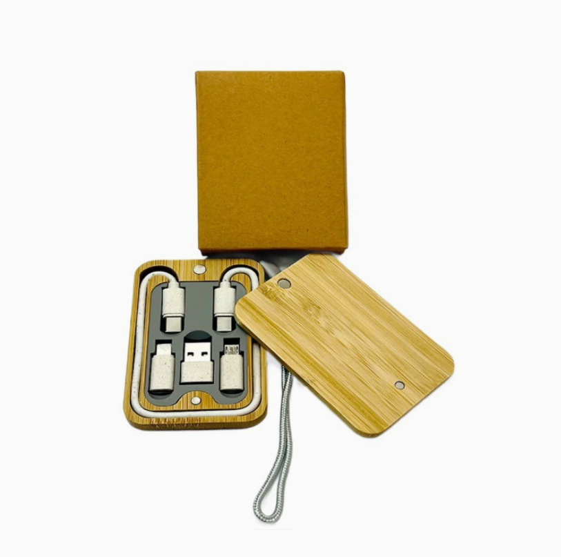 Eco-Friendly Bamboo 3-in-1 Charging Kit