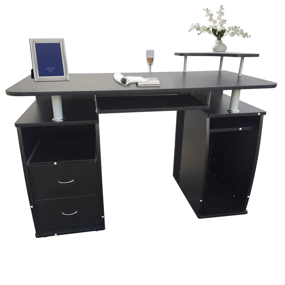 Ktaxon Black Home Office Computer PC Desk Table Work Station,Office Home Raised Monitor & Printer Shelf Furniture