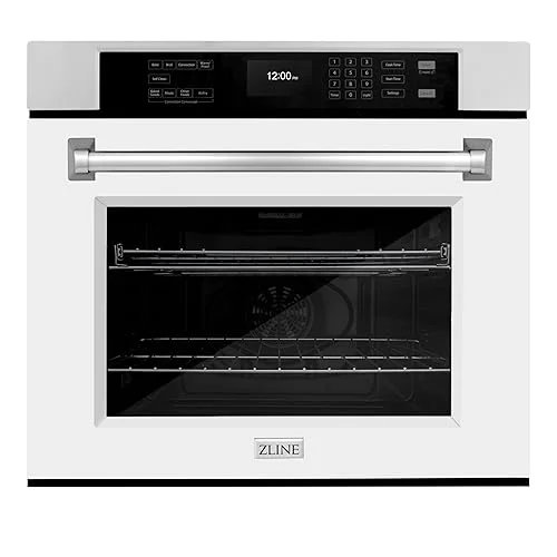 ZLINE 30 in. Professional Convection Single Wall Oven with Air Fry and Self Clean in Stainless Steel with White Matte Door (WAS-WM-30)