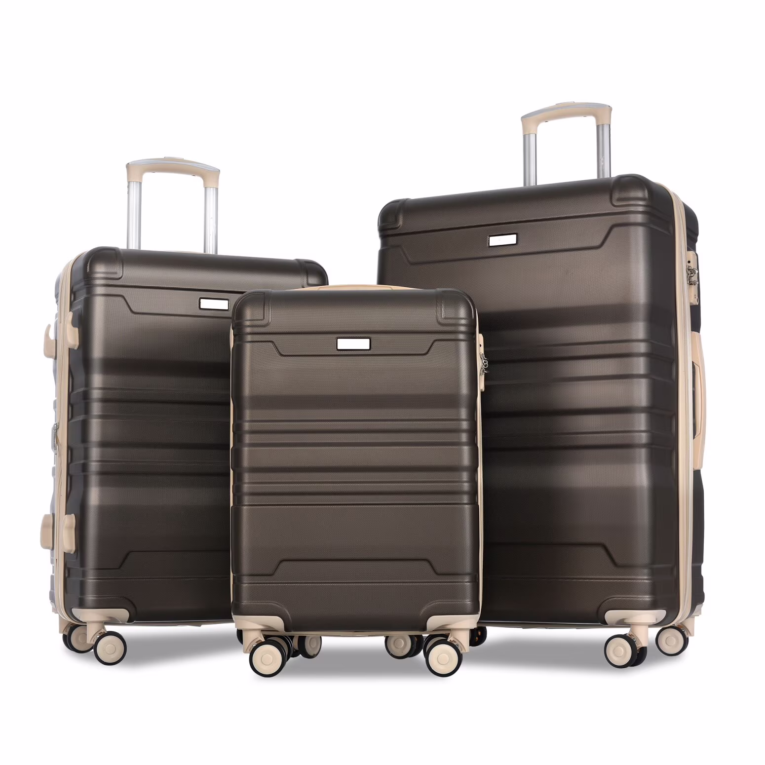 Luggage Sets New Model Expandable ABS Hardshell 3pcs Clearance Luggage Hardside Lightweight Durable Suitcase sets Spinner Wheels Suitcase with TSA Lock 20''24''28''(blue and brown)