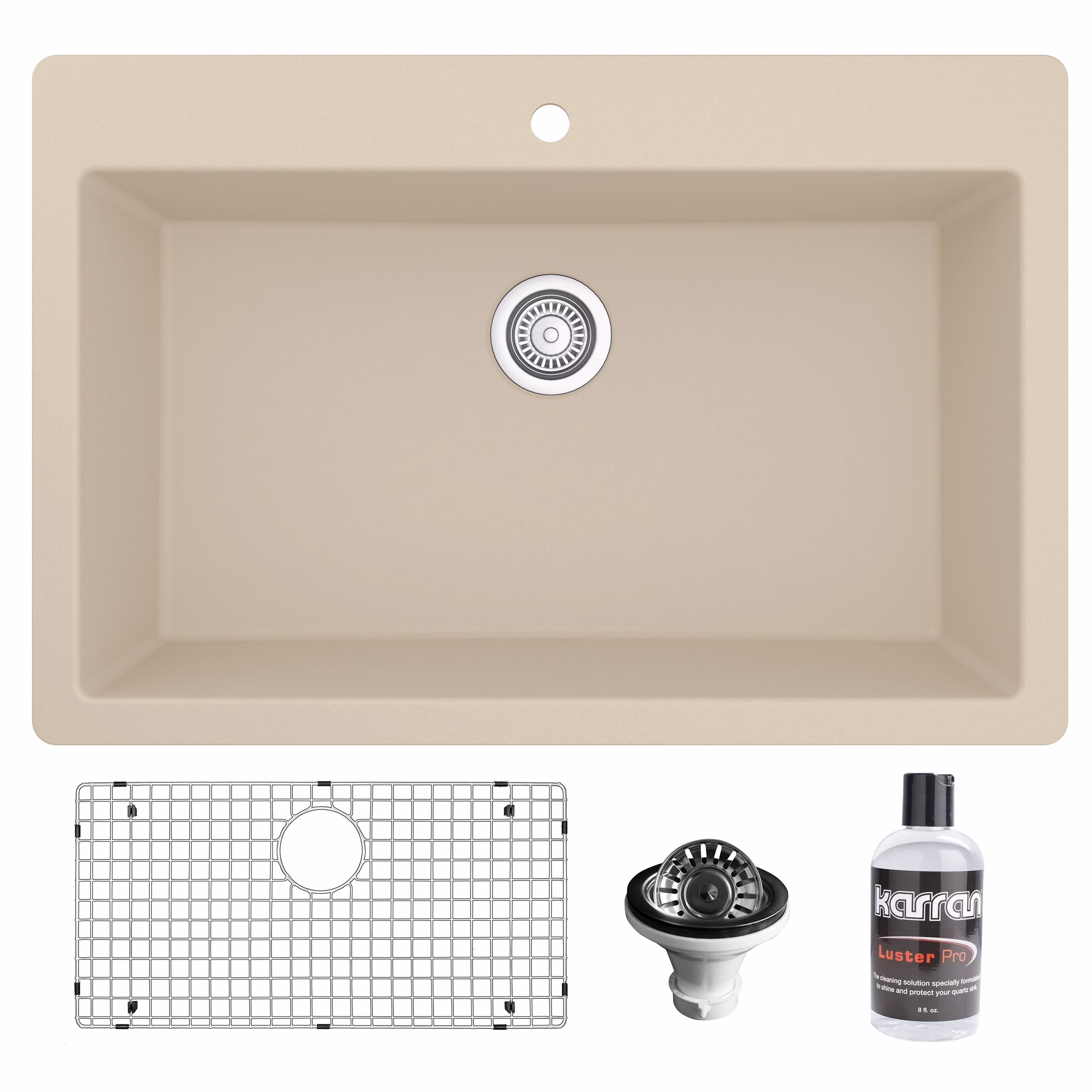 Karran  QT-812 Top Mount 33 in. Large Single Bowl Quartz Kitchen Sink Kit Black