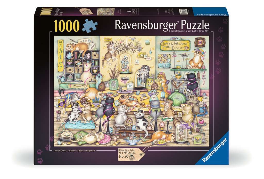 Crazy Cats Easter Eggstravaganza by Linda Jane Smith - 1000 Piece Jigsaw Puzzle (Ravensburger)