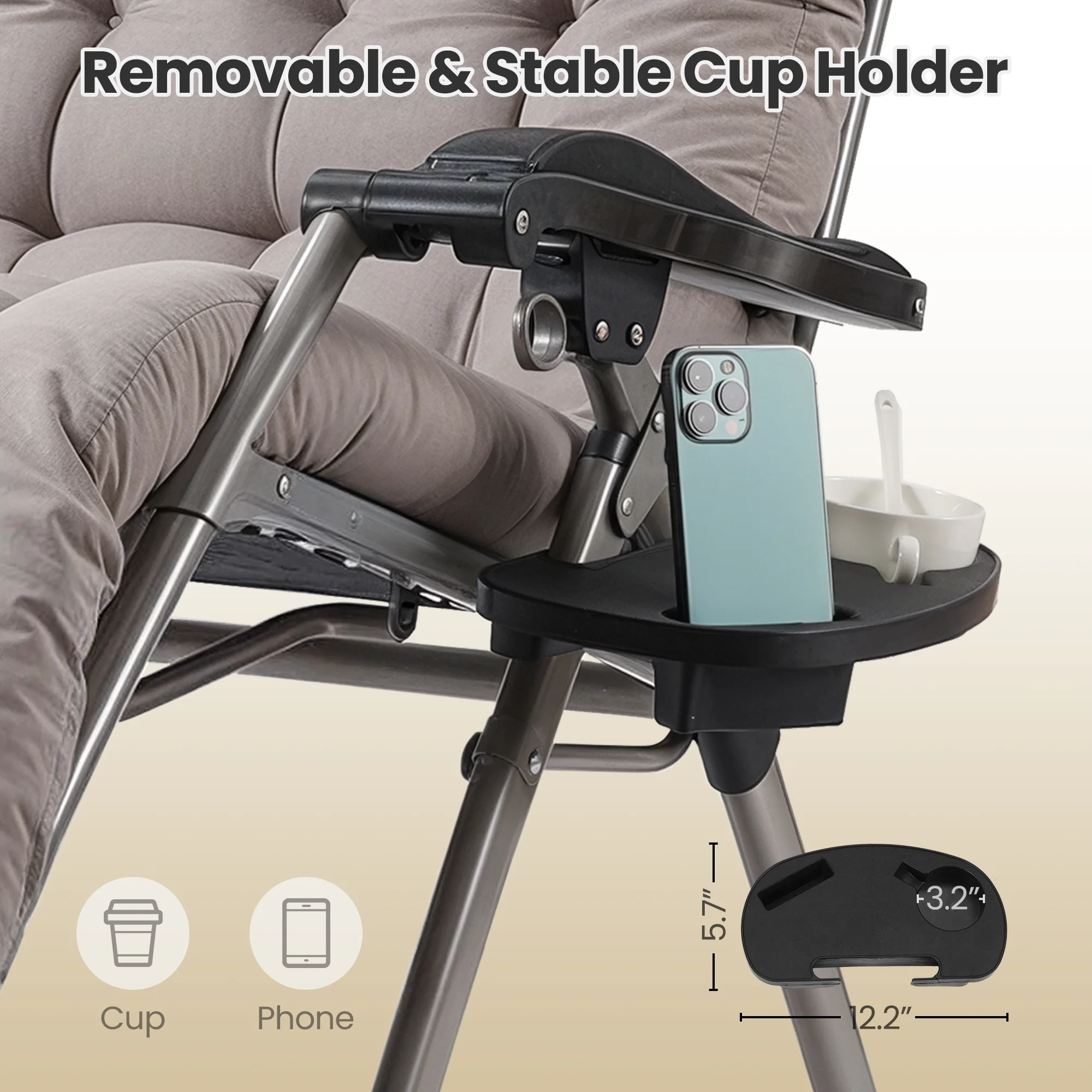 Naipo Zero Gravity Chair. Outdoor Foldable Padded Lounge Chair Recliner with Side Table. 353 lb Lounge Chair Sleep Relaxing. Winner