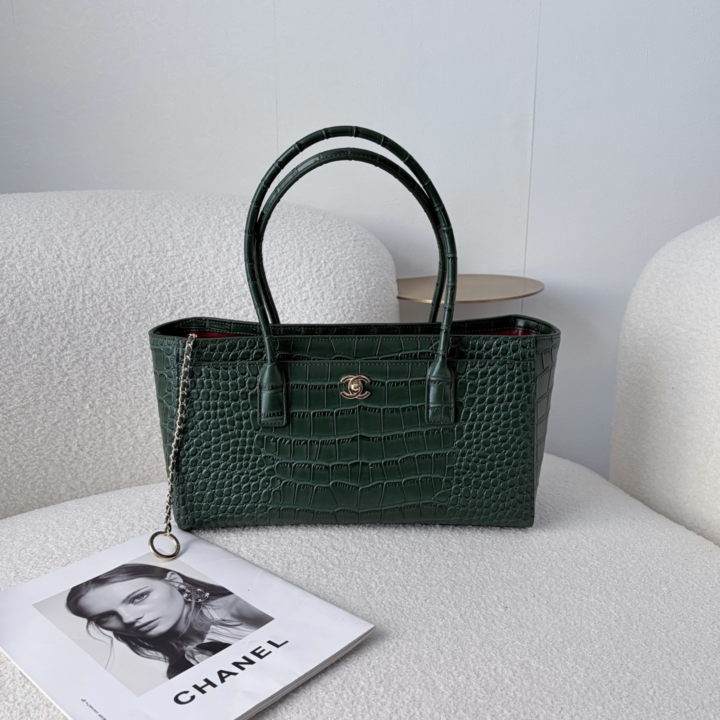 Chanel Croc-Embossed Shopping Tote Bags